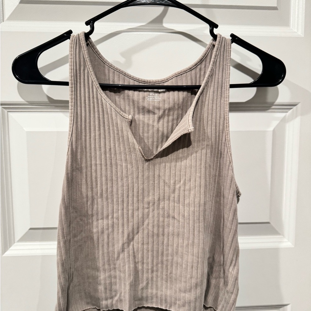 Women's Ribbed Tank Top - Beige